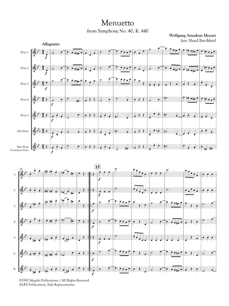 Menuetto from Symphony No. 40 for Flute Orchestra